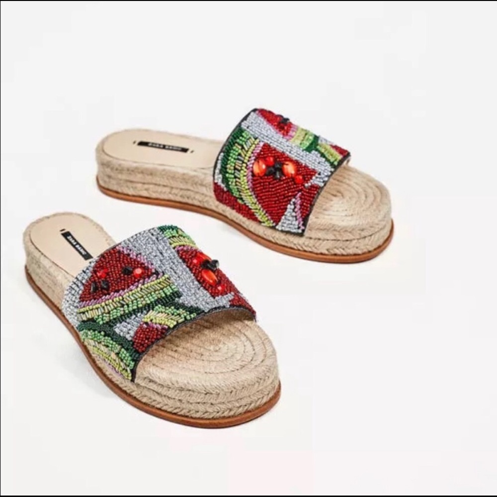Zara Basic Watermelon Beaded Sandals
